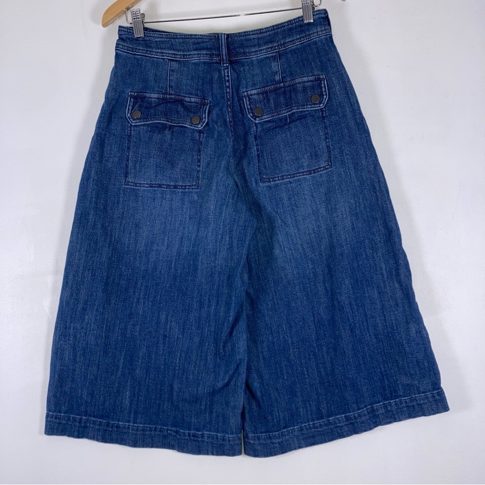Pilcro Anthropologie Wide Leg Crop Culotte Jeans Sz 27  Denim High Rise Pockets - Picture 2 of 16